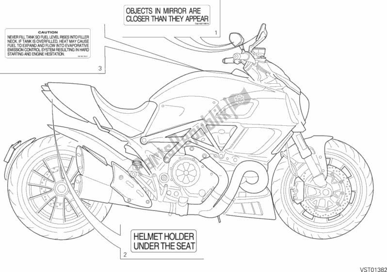Tutte le parti per il Etichetta, Avvertenza del Ducati Diavel Carbon FL USA 1200 2015